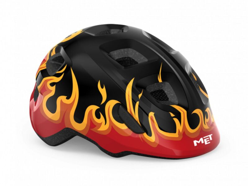 MET Hooray Helmet XS 46-52cm Black Flames  click to zoom image